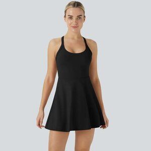 Halara Softlyzero Airy Twisted‎ Cool Touch Activewear Dress Black Easy Peezy XS